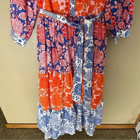 NWT Boden | Alba Tiered Firecracker Gardenia Swirl Cotton Maxi Dress Sz 20-22R - Picture 4 of 11